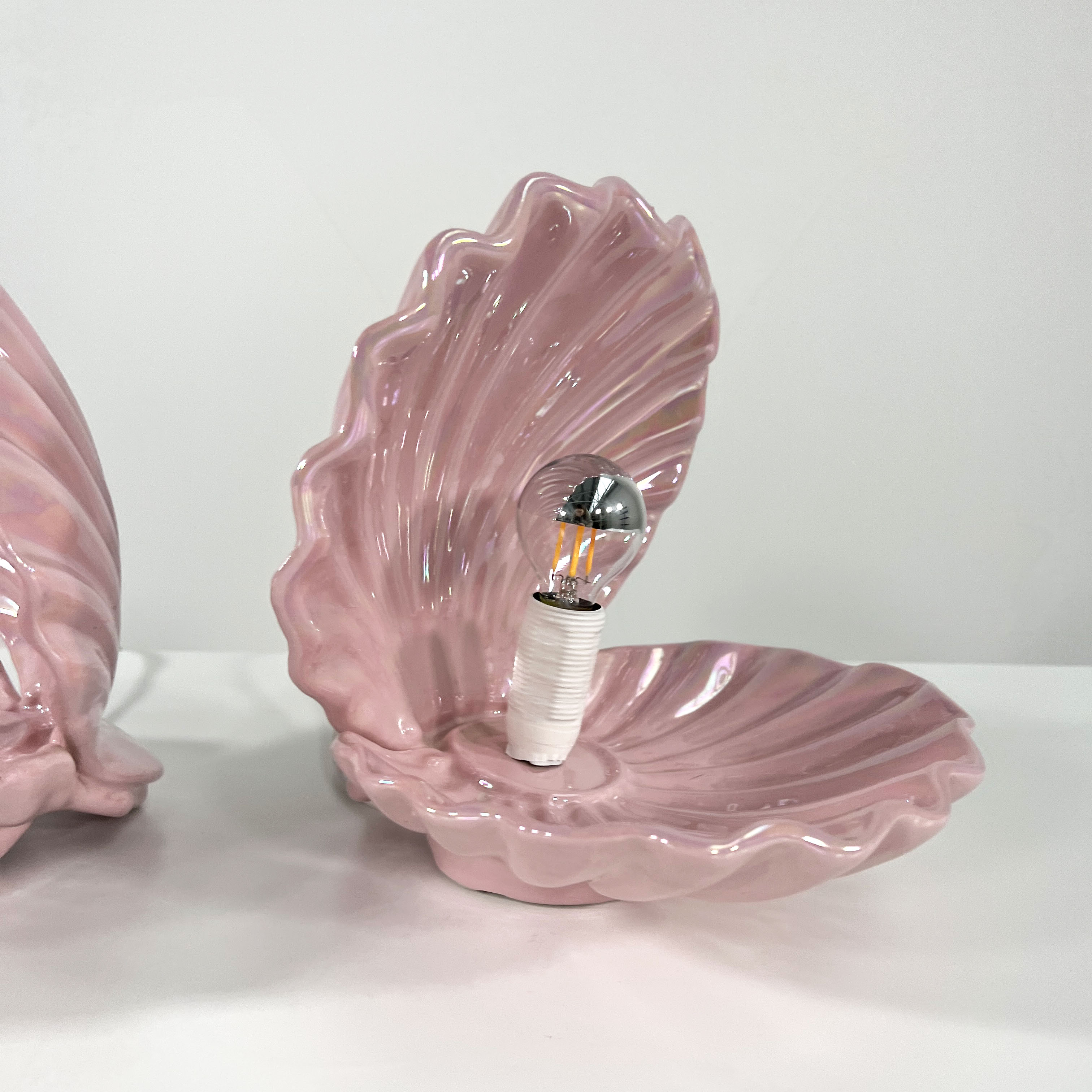 Pair of ceramic shell lamps, 1960