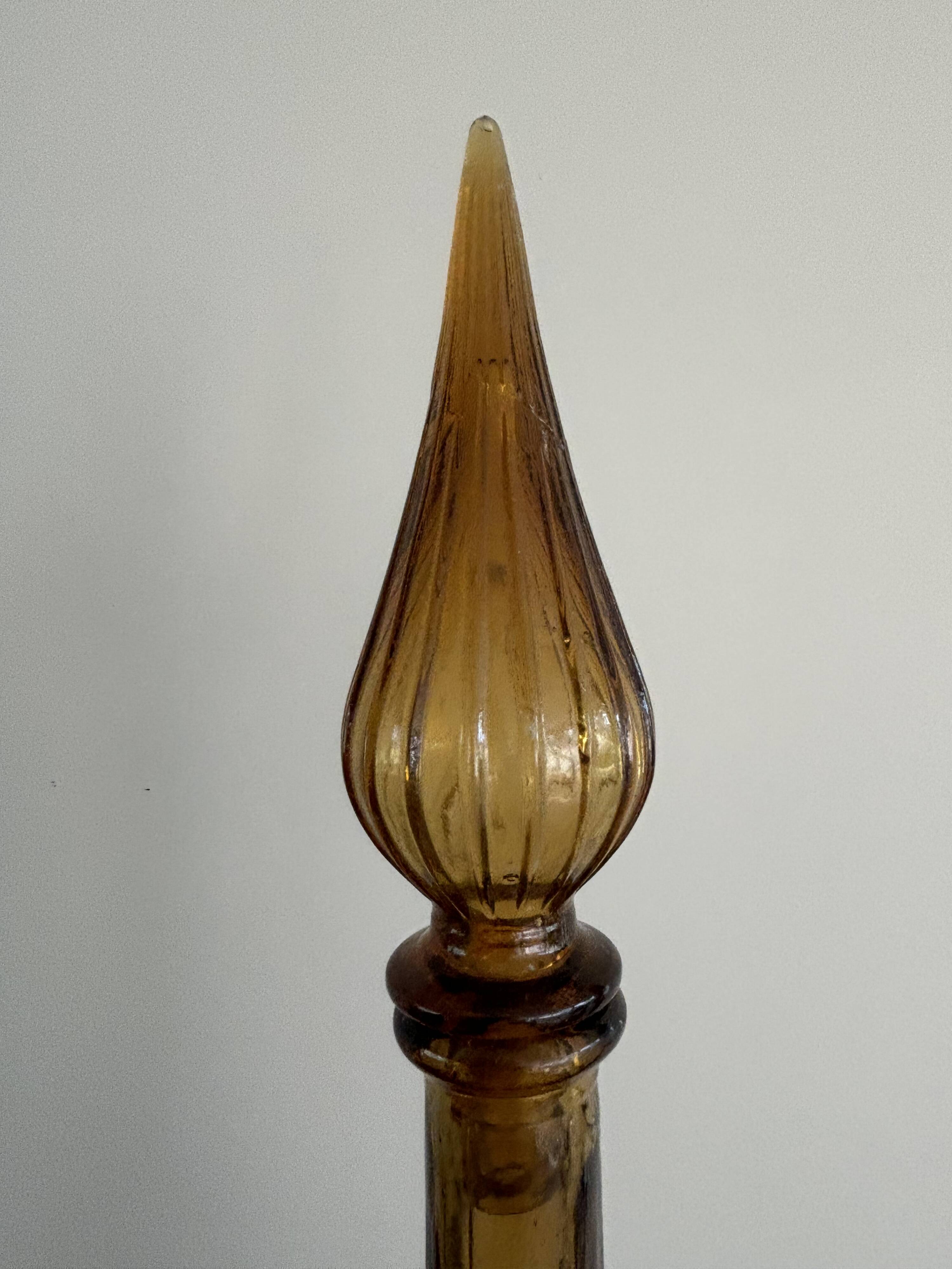 Vintage Empoli Glass Decanter with Stopper, Italy, 1960s