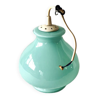 Suspension vintage en opaline verte