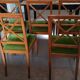 6 Chaises bois assise velours vert