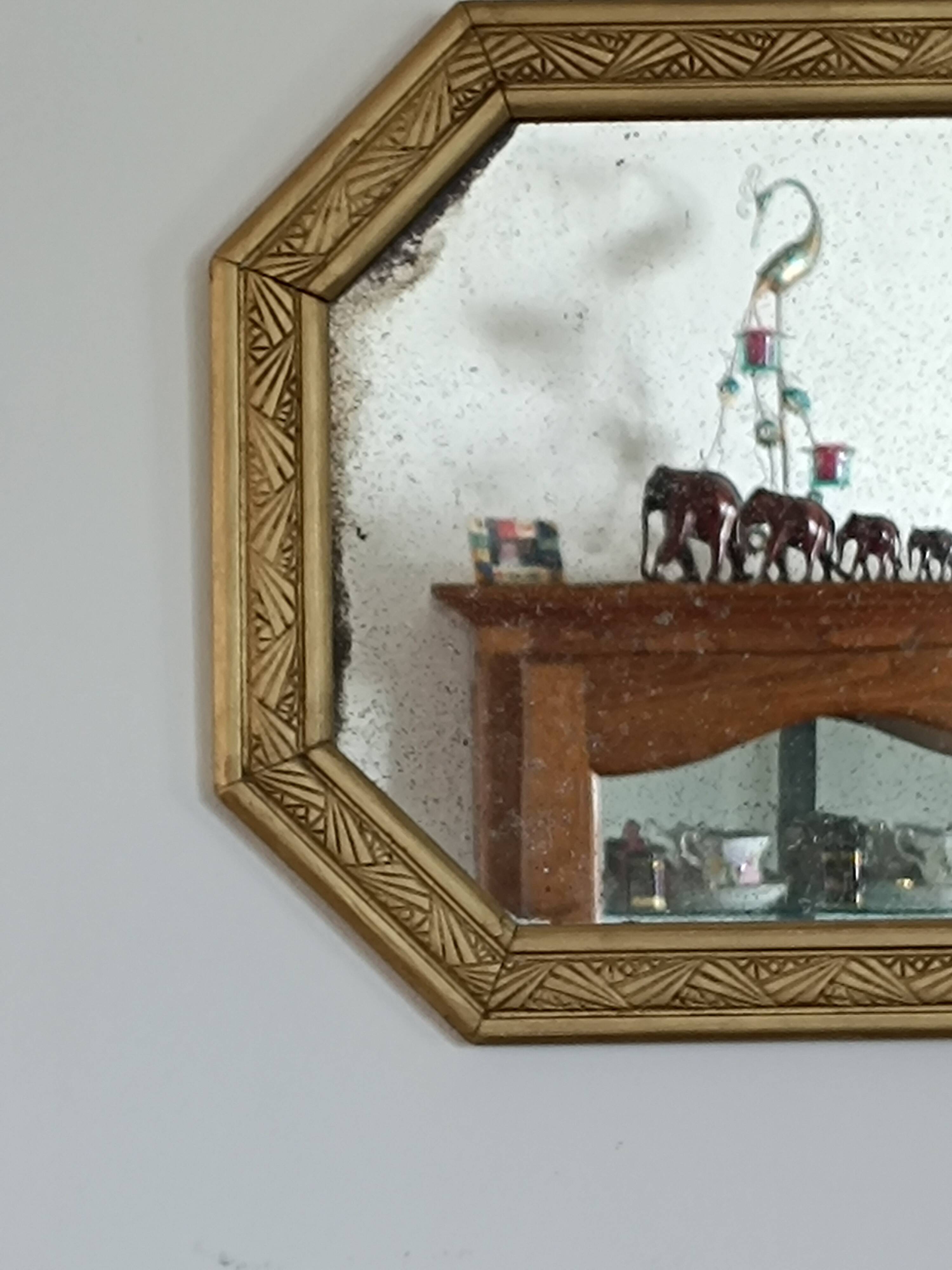 Small octagonal art nouveau mirror