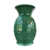 Old vase coop Noel 1955 ceramics green relief vintage decoration