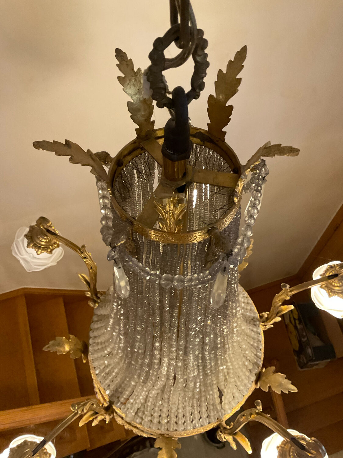 Large 19th century Empire Montgolfière chandelier in bronze and crystal