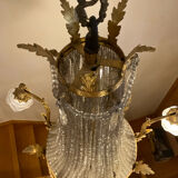 Large 19th century Empire Montgolfière chandelier in bronze and crystal