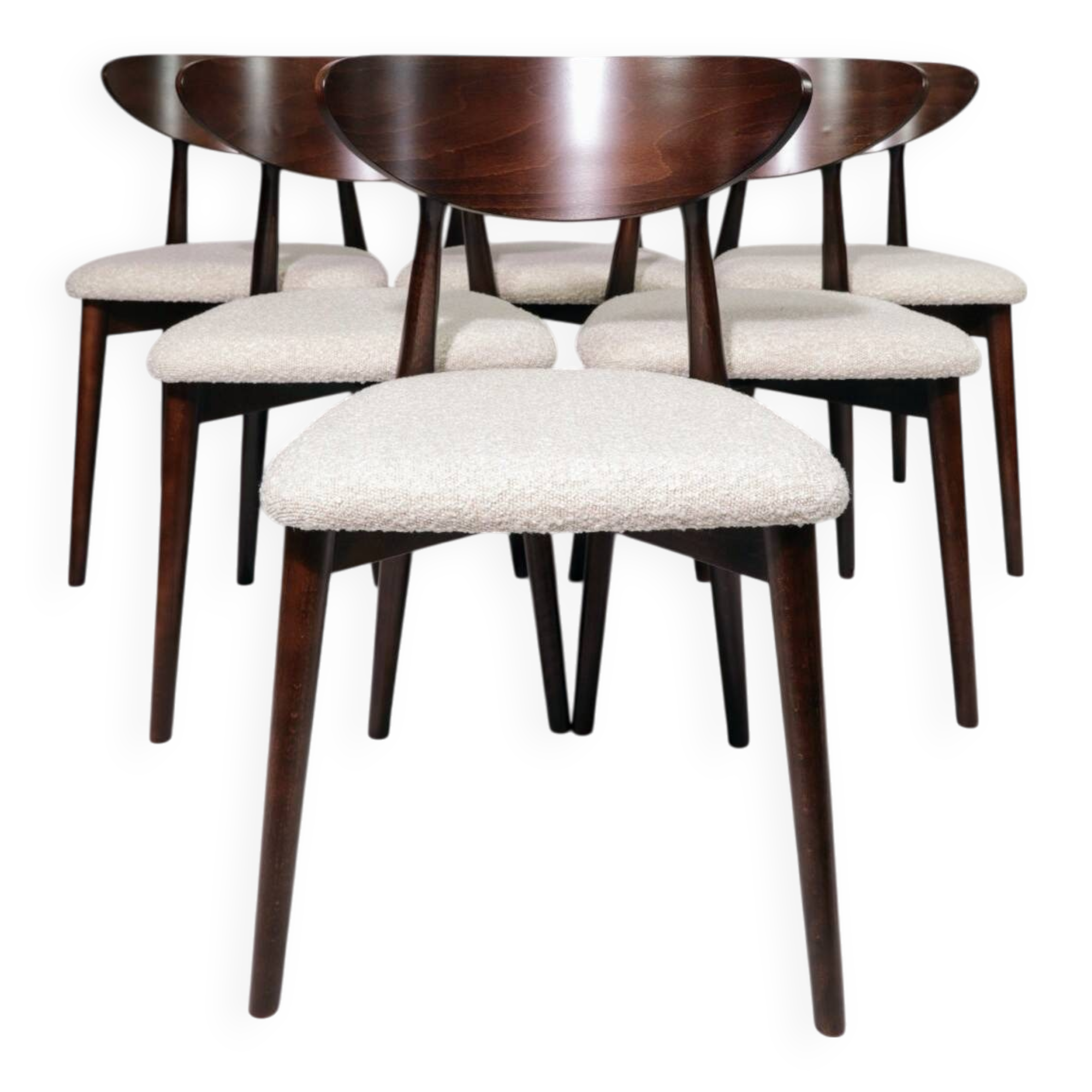 Scandinavian design pearl bouclé dining room chairs set of 6
