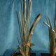 Pair of Golden Metal Lamps Reeds Work circa 1960 1970 Hollywood Regency