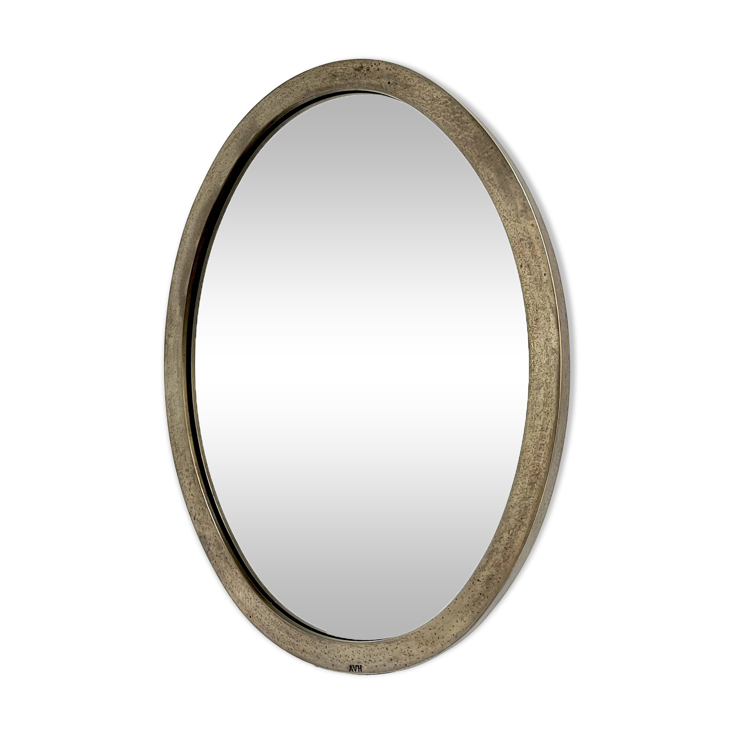 Oval Patinated Bronze Mirror 1950