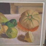 Old painting on cardboard still life