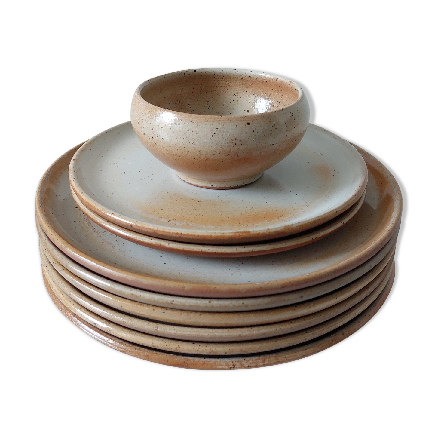 Vintage stoneware plate and bowl lot