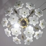 Delicious Murano Ceiling Light White Flowers, 1970