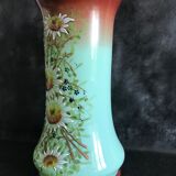 Vase Napoleon lll green opaline enamelled and gilded with fine gold