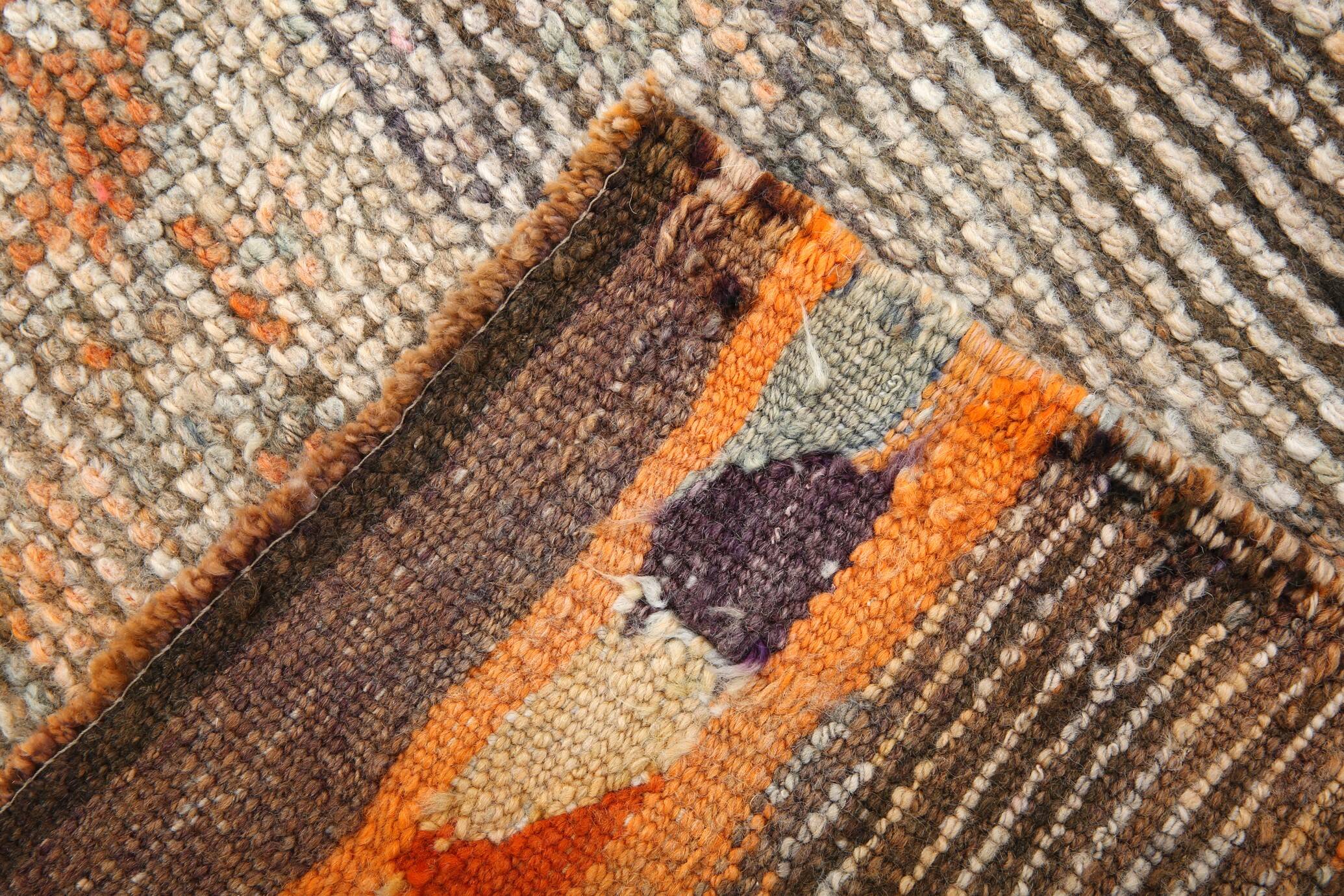 3x11 Brown & Orange Super Soft Vintage Runner Rug, 84x346Cm
