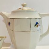 Teapot coffee maker & milk jar Sarreguemines france