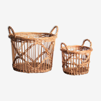 Set of 2 rattan baskets