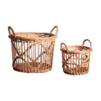 Set of 2 rattan baskets