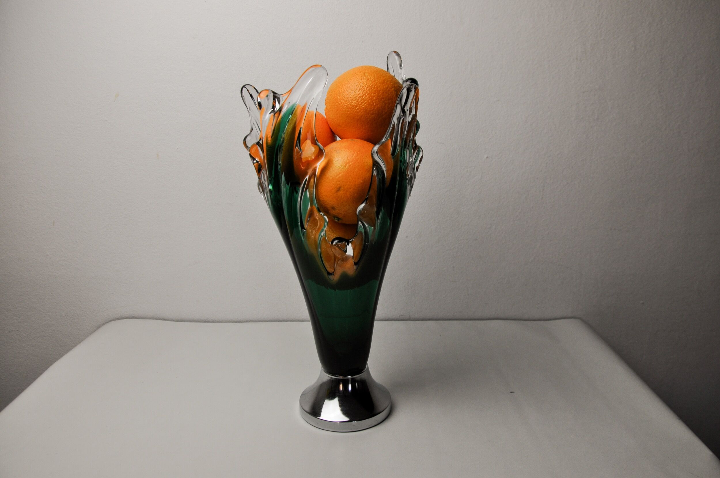 Sommerso vase by seguso in green murano glass, Italy, 1970