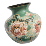 Ceramic vase decorated with Japanese flowers