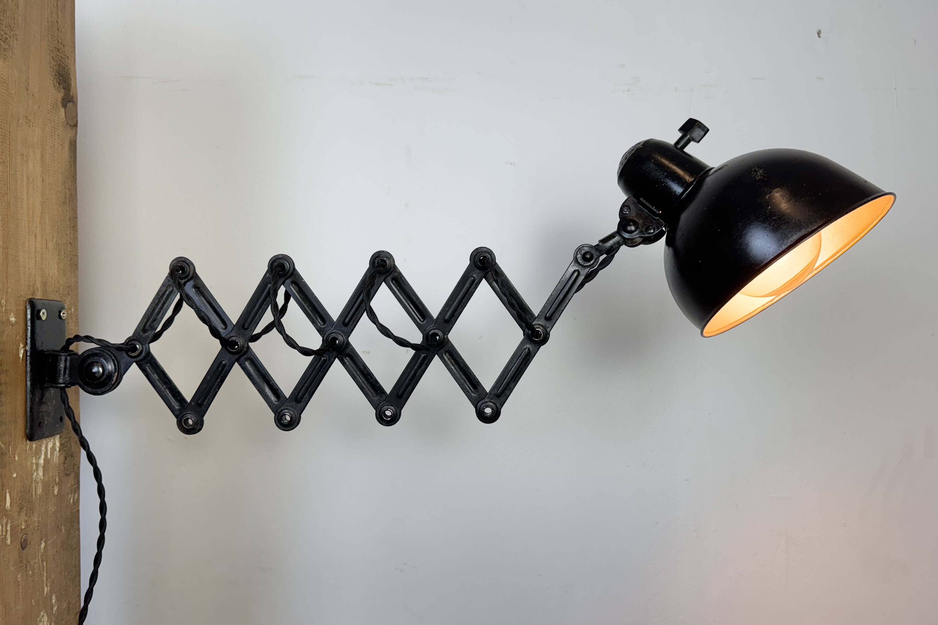 Black Industrial Bauhaus Scissor Wall Lamp from Kaiser Idell, 1930s