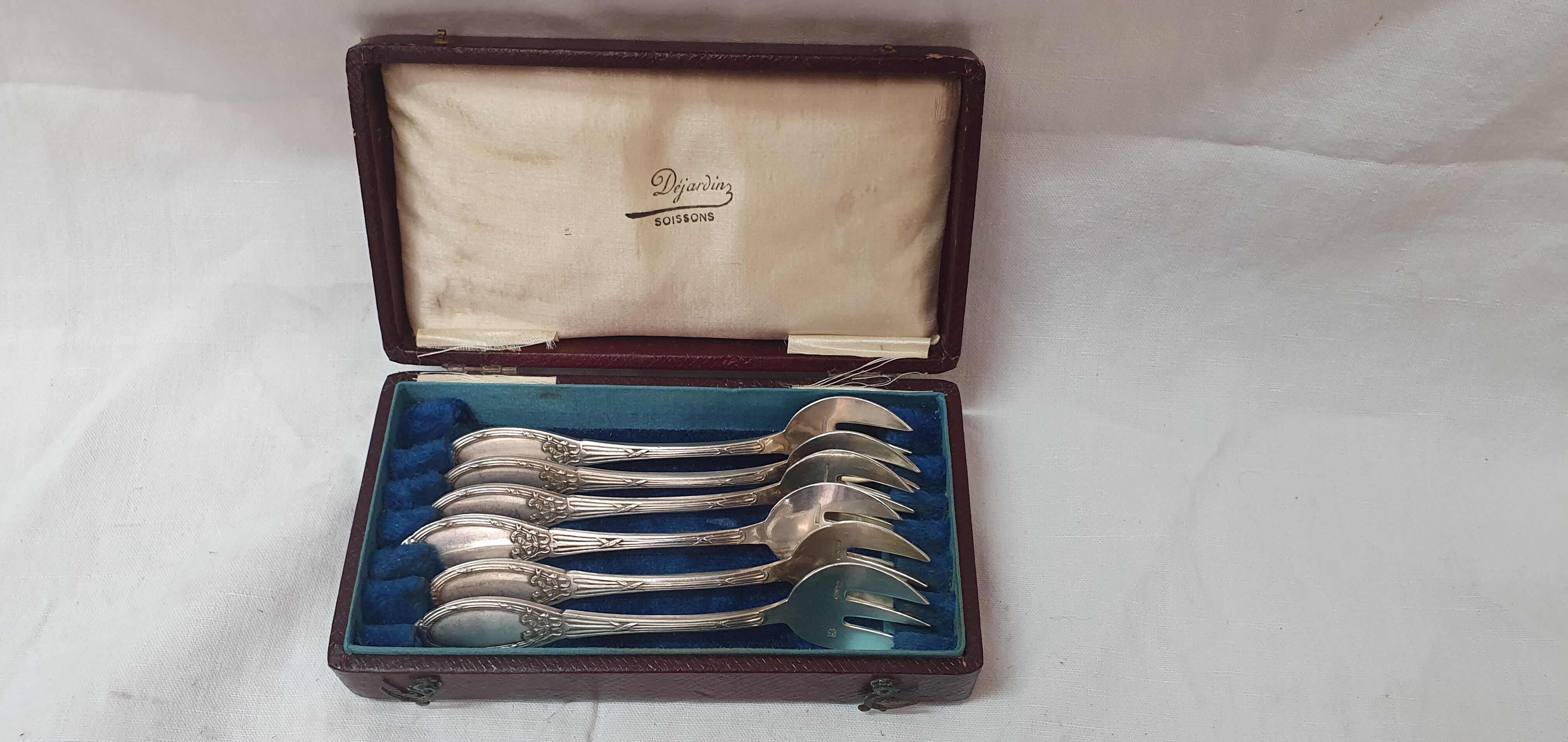 6 boulanger silver oyster forks