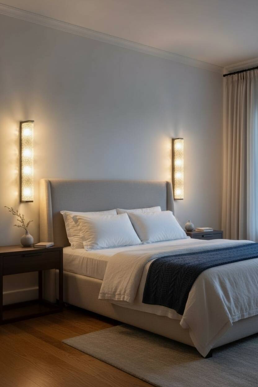 Pair of vintage XXL Bakelite diamond glass wall lights with 4 bulbs.