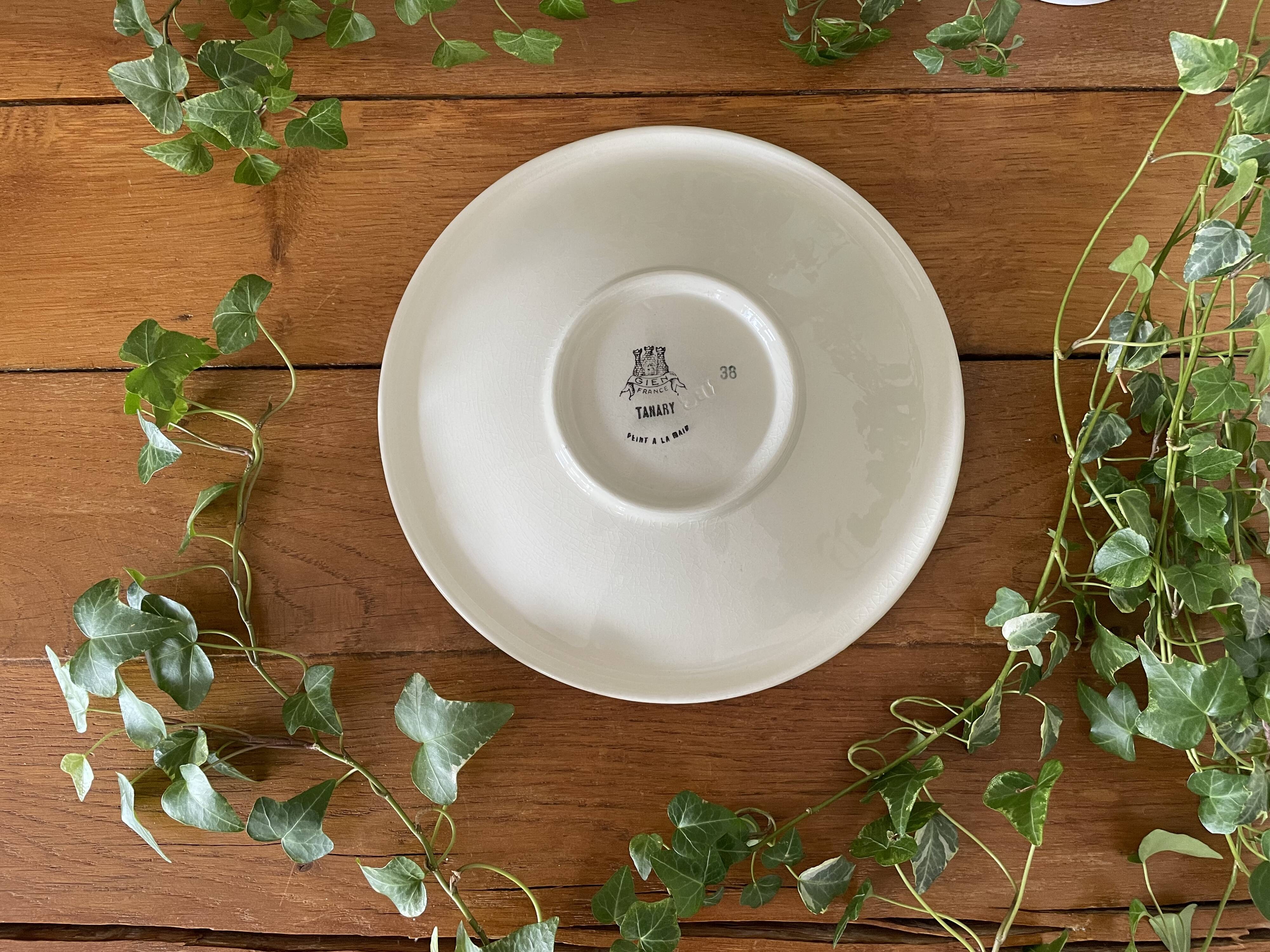 Antique salad bowl / fruit bowl on a pedestal in Gien earthenware
