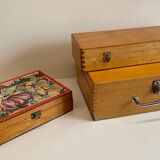 3 vintage dovetail wooden boxes