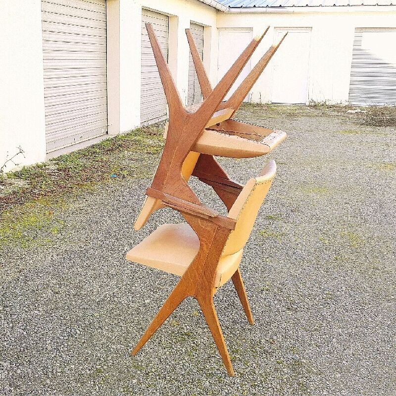 Pair wood bridge armchairs