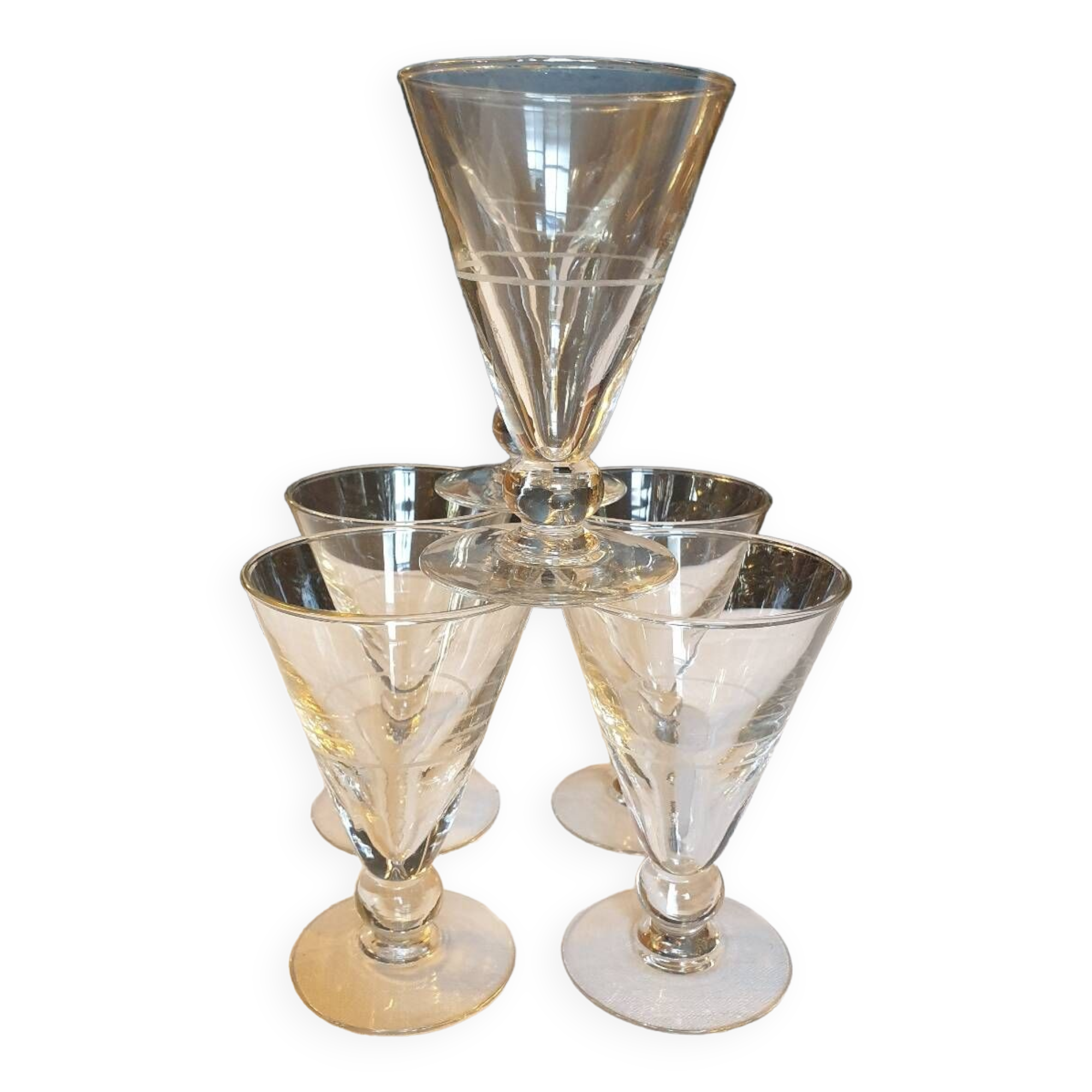 Five art deco glasses