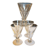Five art deco glasses