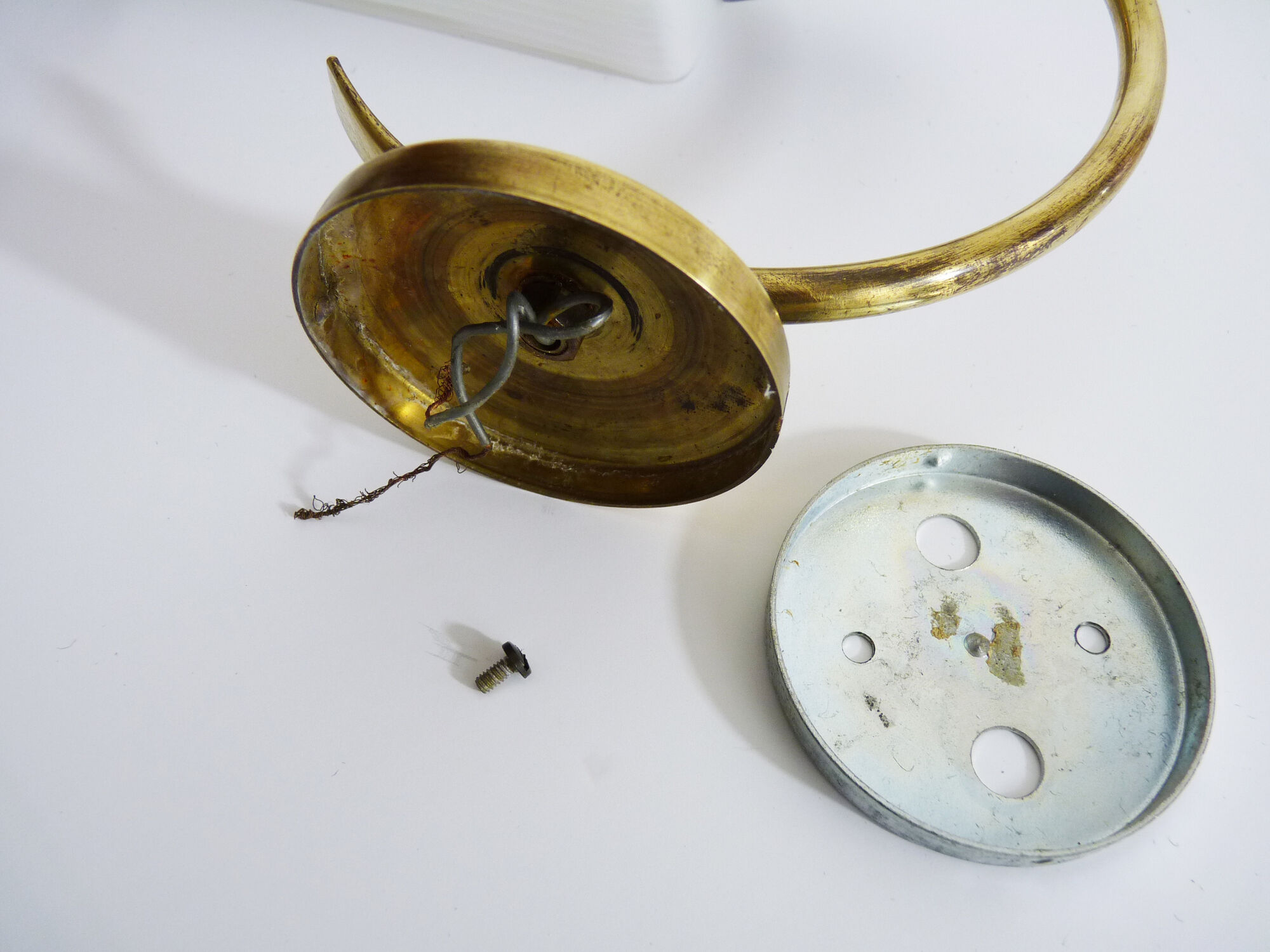 Pair of white glass globe brass wall light Year 50