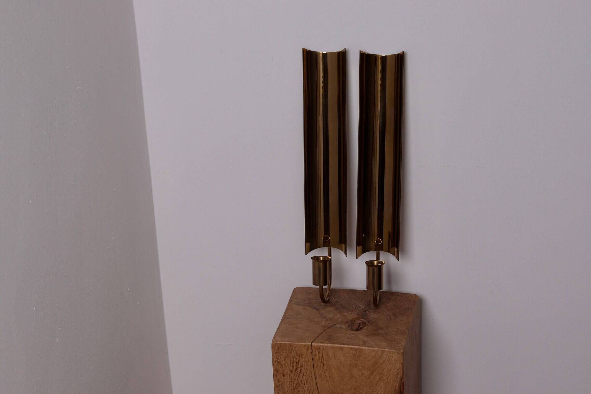 Pair of Swedish Brass sconces by Pierre Forsell for Skultuna " Reflex"