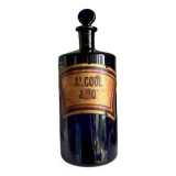 Flacon d'apothicaire alcool à 90° en verre bleu