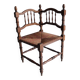 Chaise d’angle ancienne "coin de feux" en bois tourné et paille