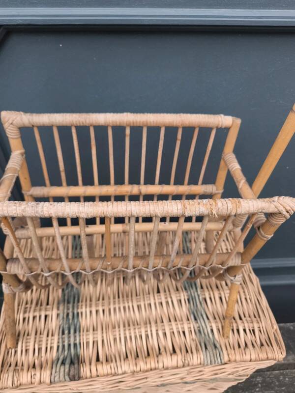 Vintage rattan magazine rack