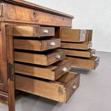 Bureau du début siècle style Victorien en bois et feutre vert anglais Maison Briotet