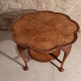 Walnut chippendale-style round coffee table