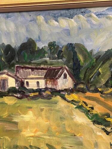 Swedish Oil on Canvas "Landskap" by Kersti Flyckt, Vintage & Framed 59×43cm