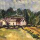 Swedish Oil on Canvas "Landskap" by Kersti Flyckt, Vintage & Framed 59×43cm