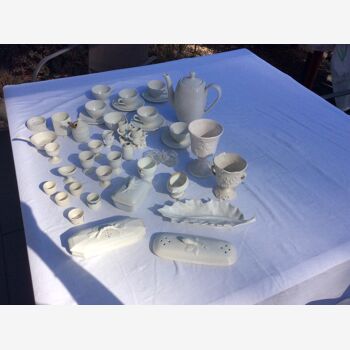 Lot of 35 pieces white faience Luneville KG 1920