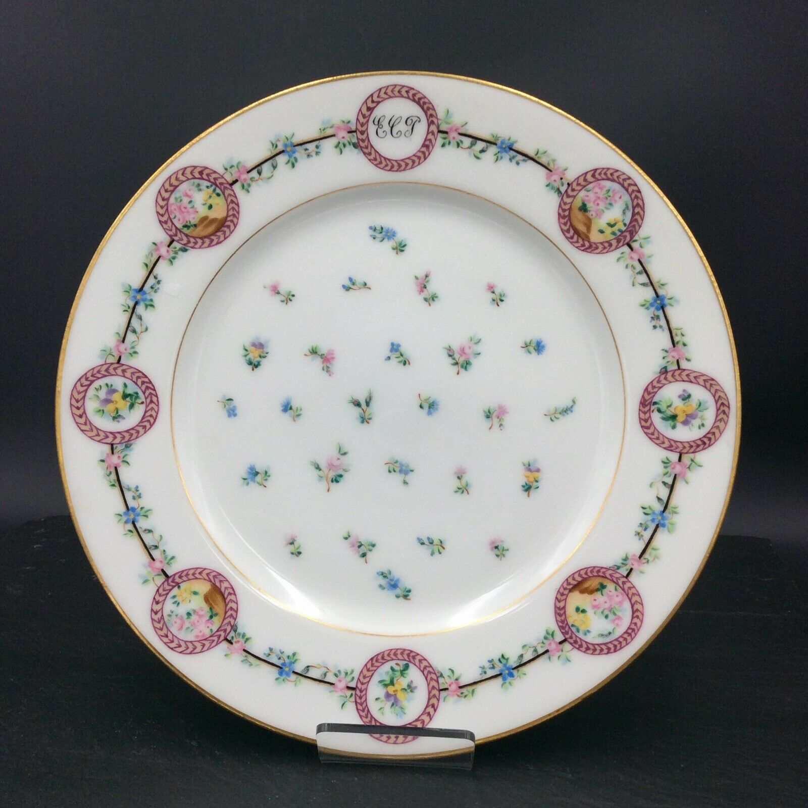 Porcelain plate of Paris Initials ECP XIXth