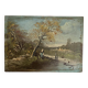 Old French Barbizon countryside painting