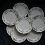 Lot de 8 assiettes à dessert en faïence boch la louviere. modèle duchesse.