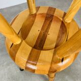 Pair of brutalist solid wood stools