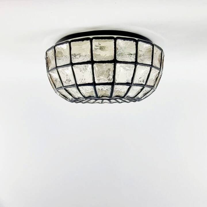 Large Mid-Century Glass Ceiling Light from Limburg, Germany, 1960s