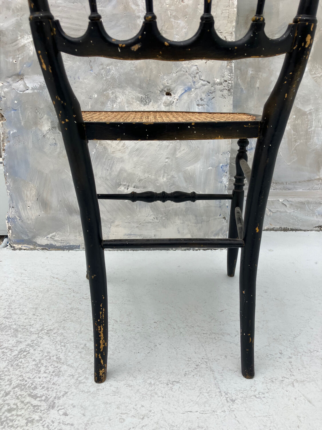 Napoleon III chair in blackened wood and cane