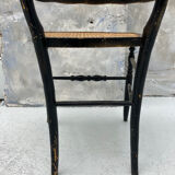 Napoleon III chair in blackened wood and cane
