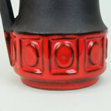 1960s vintage scheurich VASE model 411-25 matte brown glaze red pattern