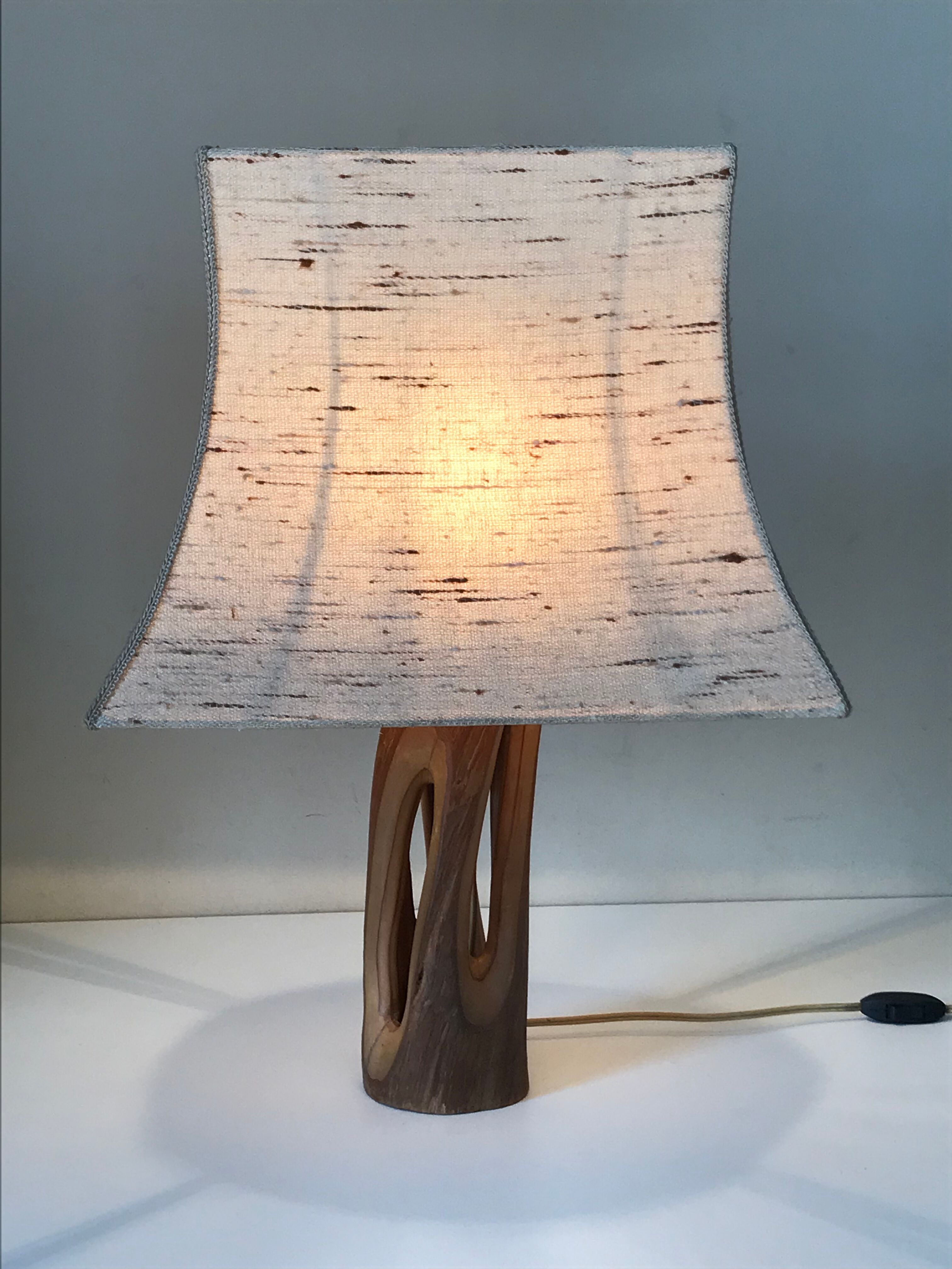 Vintage openwork wood lamp annees 60