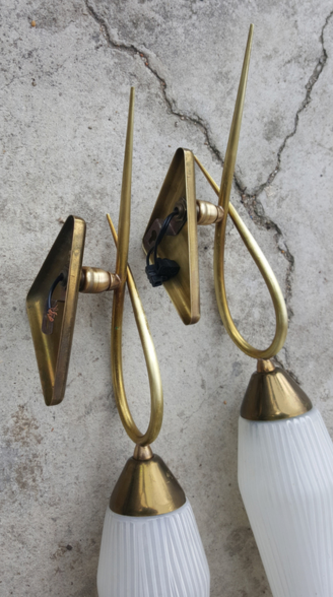 Pair of wall lamps, lunel edition, 1961 paris, vintage 50s, 60s.