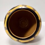 Futurist Yellow Glazed Earthenware Vase with Floral Motifs, Italy